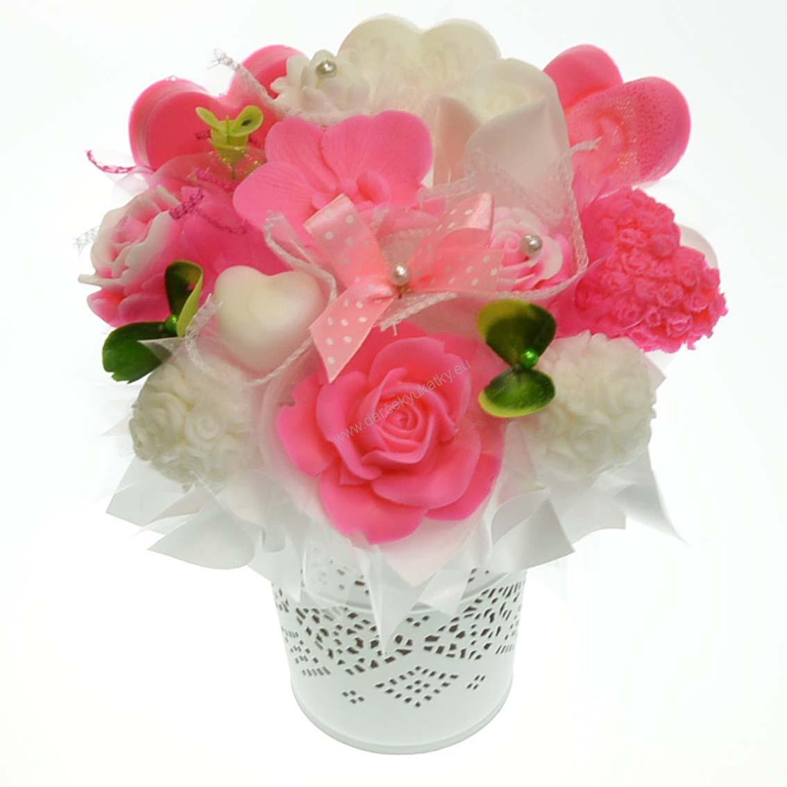 Mydlová Kytica - ružovo - biela