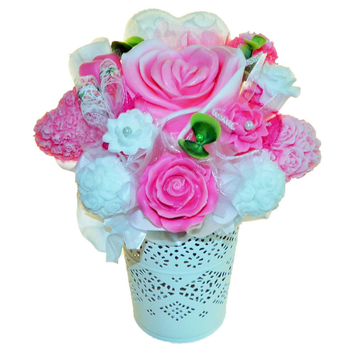 Mydlová Kytica - ružovo-biela