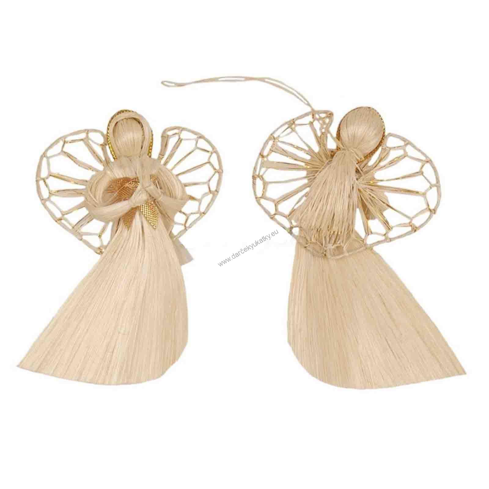 Anjel s mašľou zo slamy 10 cm