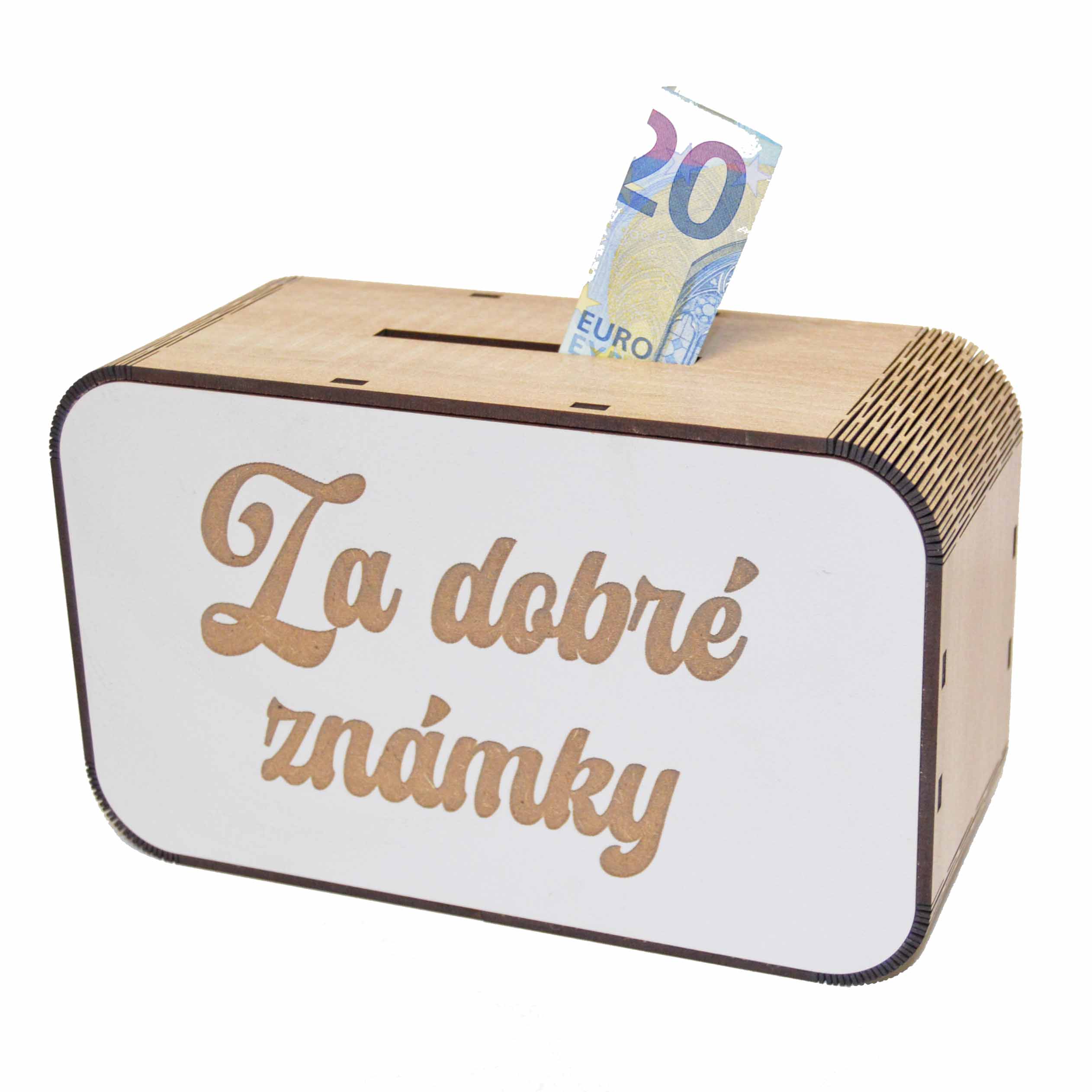 Drevená pokladnička s nápisom - Za dobré známky