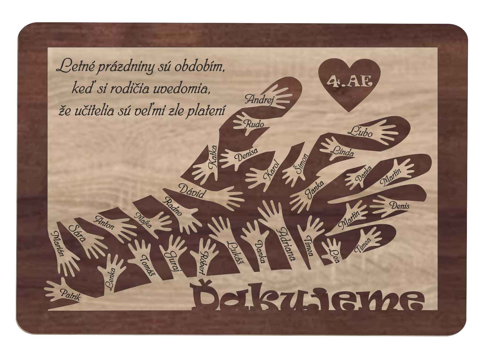 Drevená tabuľka - Poďakovanie učiteľovi