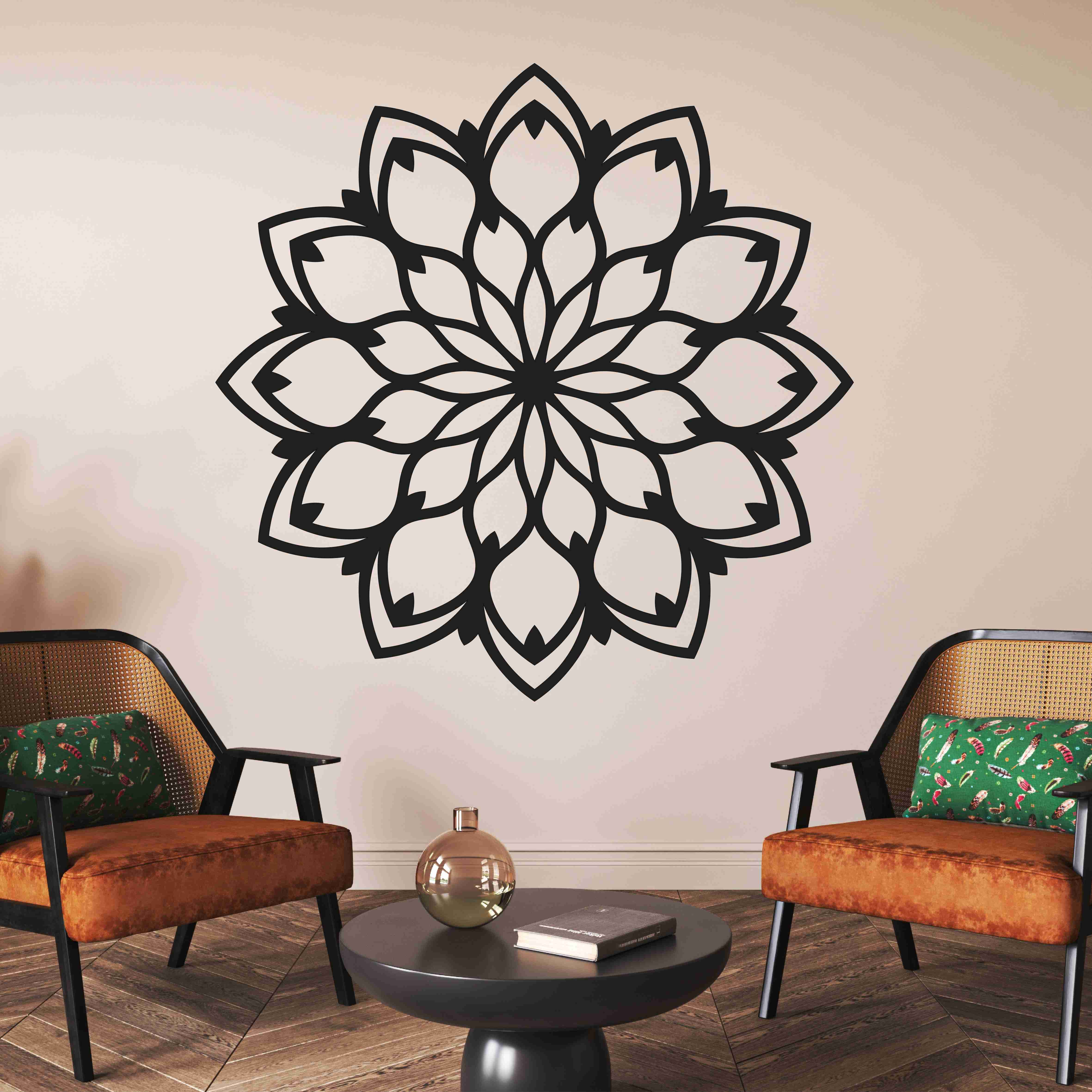 Drevená mandala na stenu - Kvet