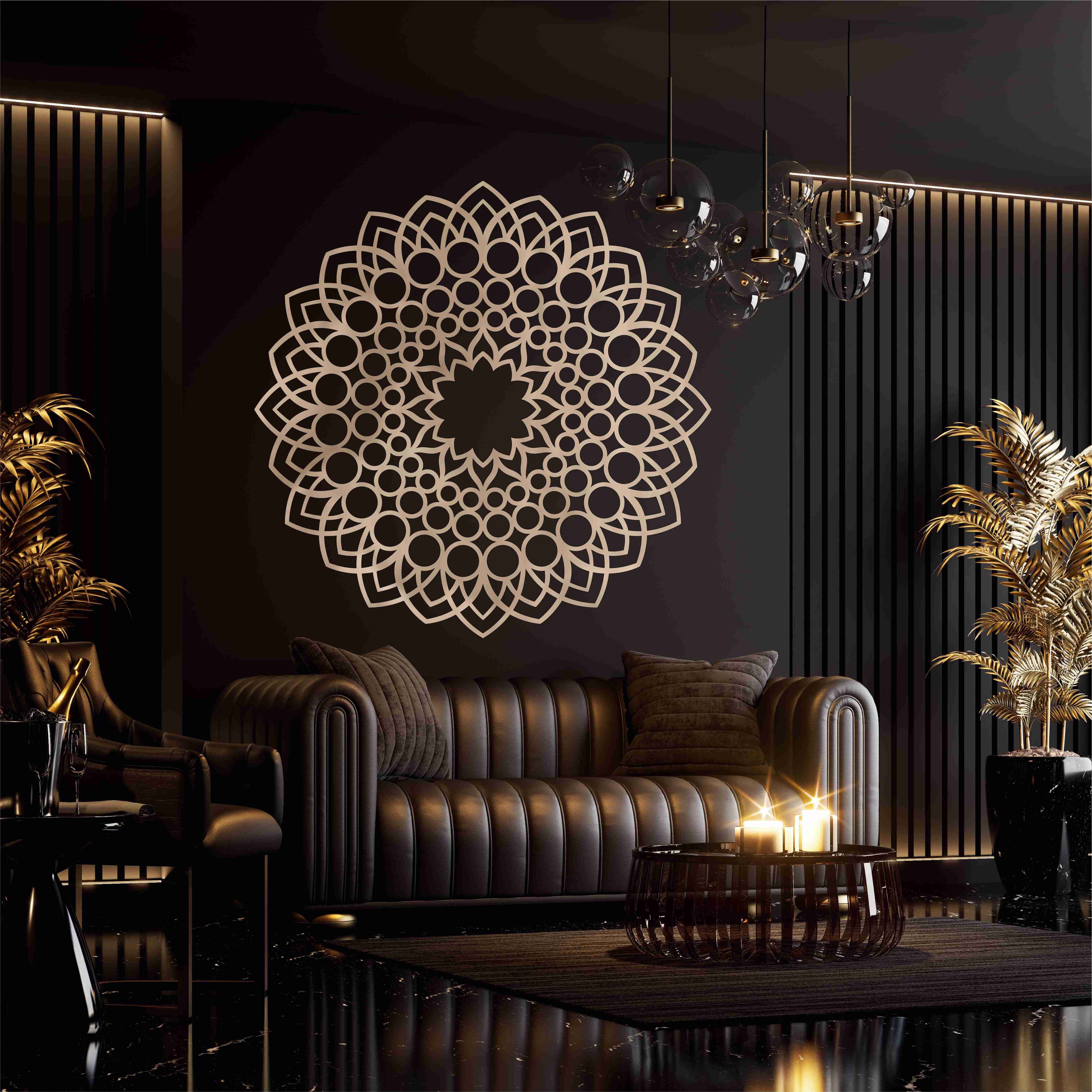 Drevená mandala na stenu - Kvetina