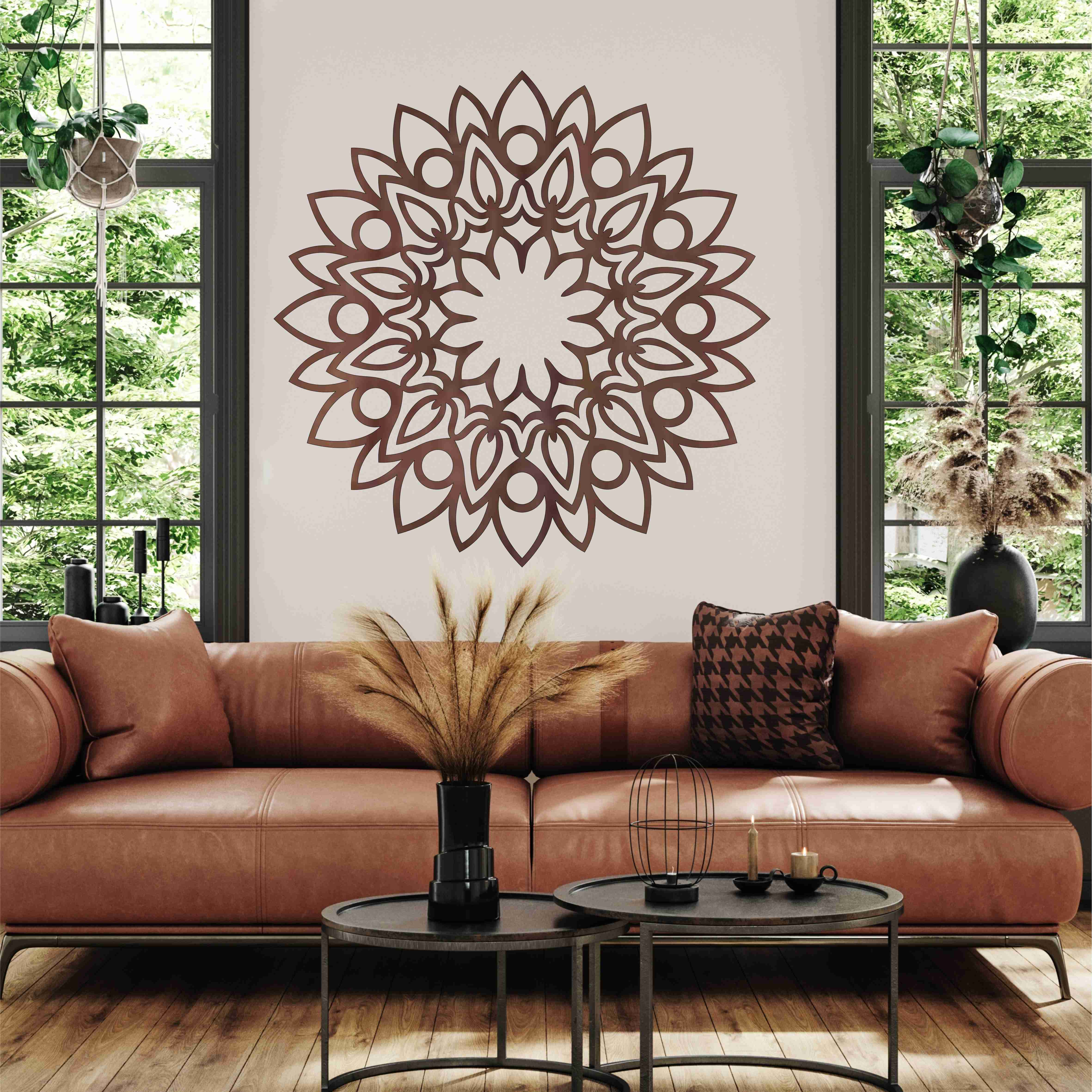 Drevená mandala na stenu - Slnečná