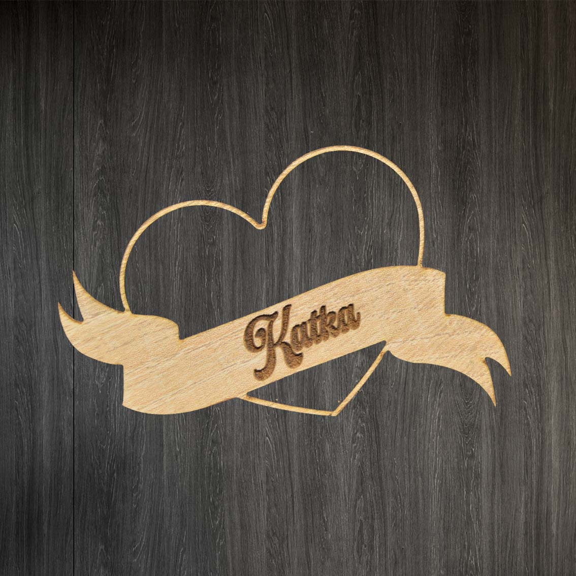 Svadobná menovka - Srdce vyrezávané