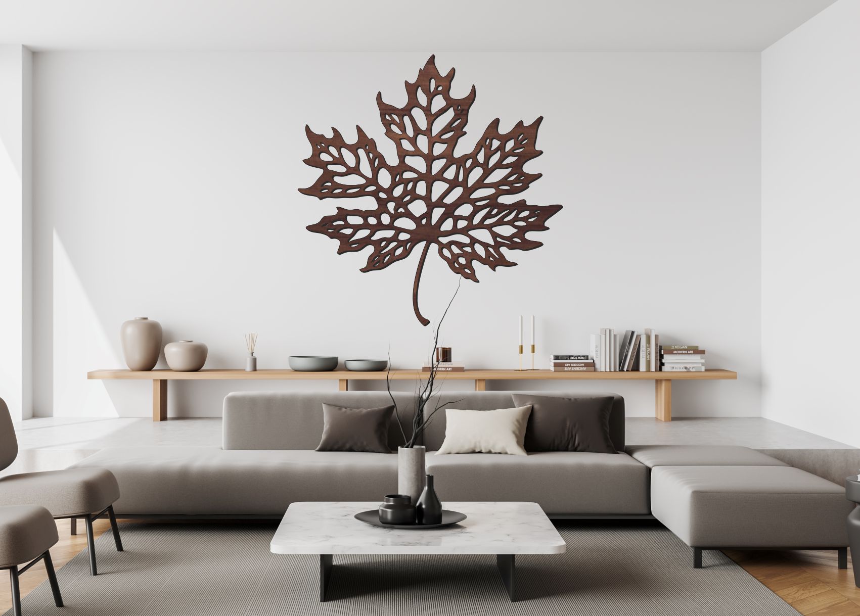 Javorový list – Drevený obraz s filigránovým vzorom