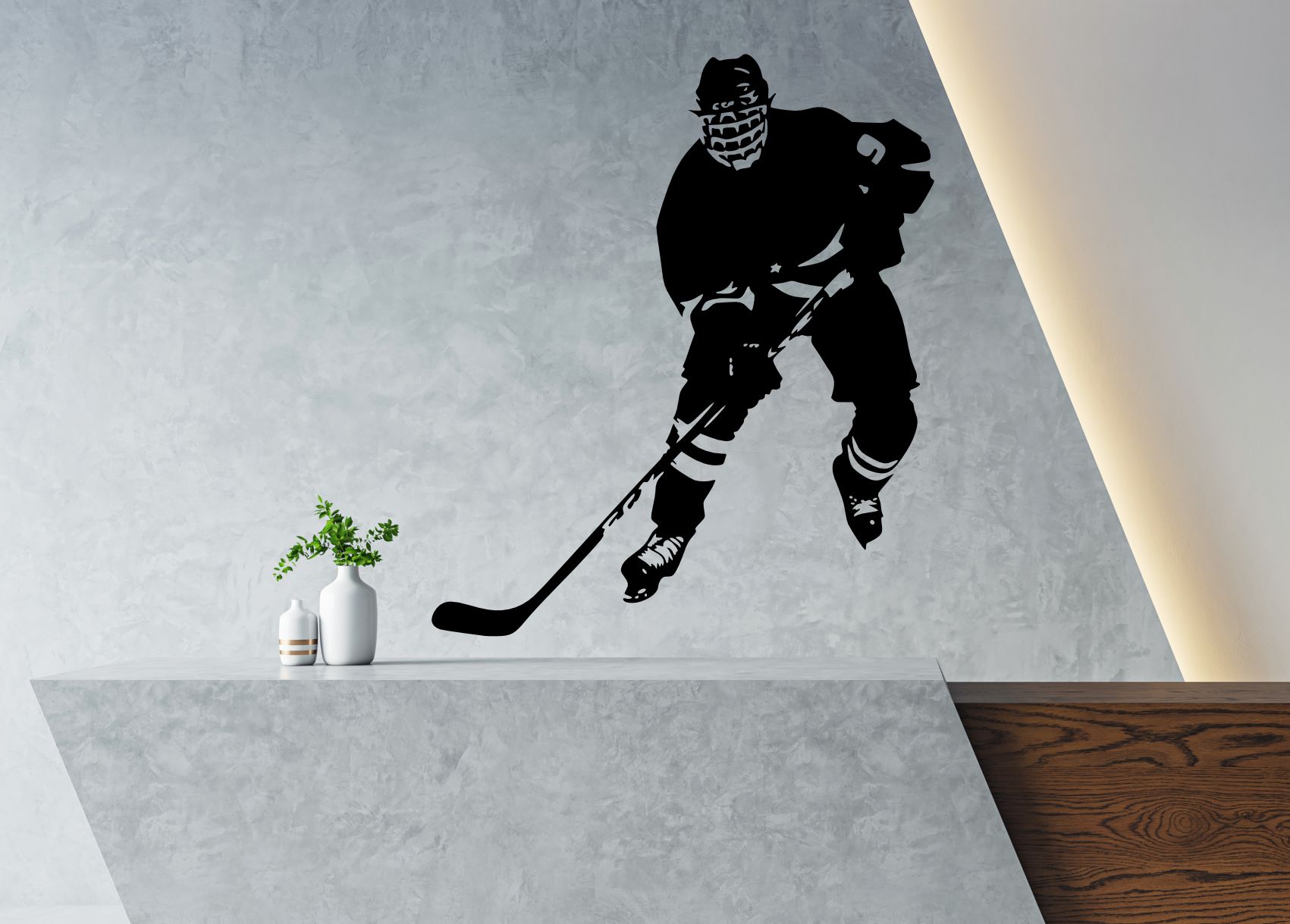 Drevený obraz – Hokejista v akcii