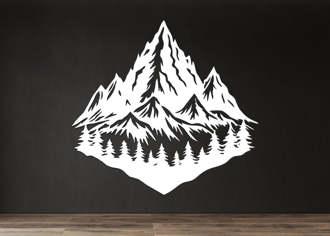 Drevený obraz na stenu – Horský masív s lesom