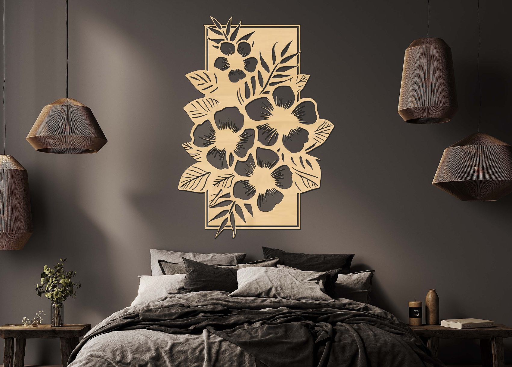 Drevený obraz na stenu – Kvety