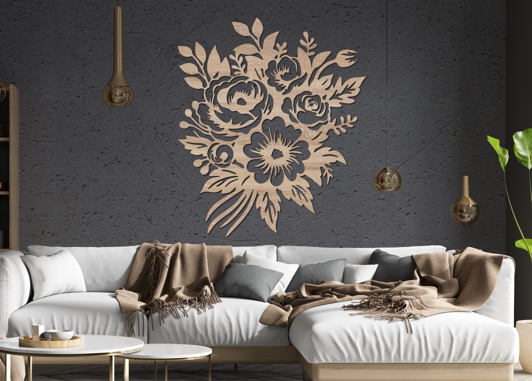 Drevený obraz na stenu – Kytica kvetov