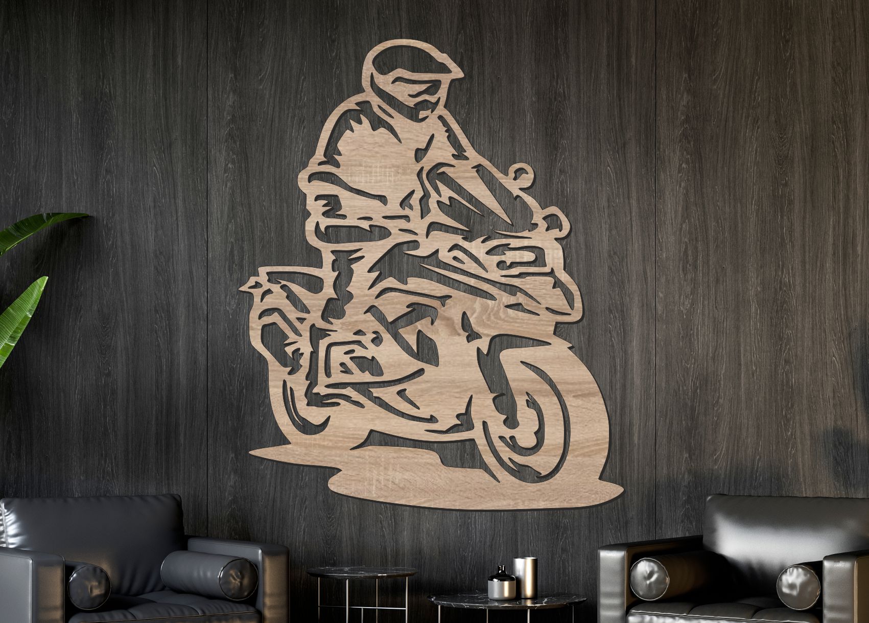 Drevený obraz na stenu – Športová motorka