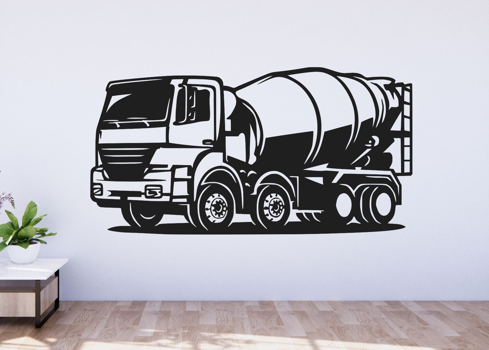 Drevený obraz na stenu – Domiešavač betónu (Mixér)