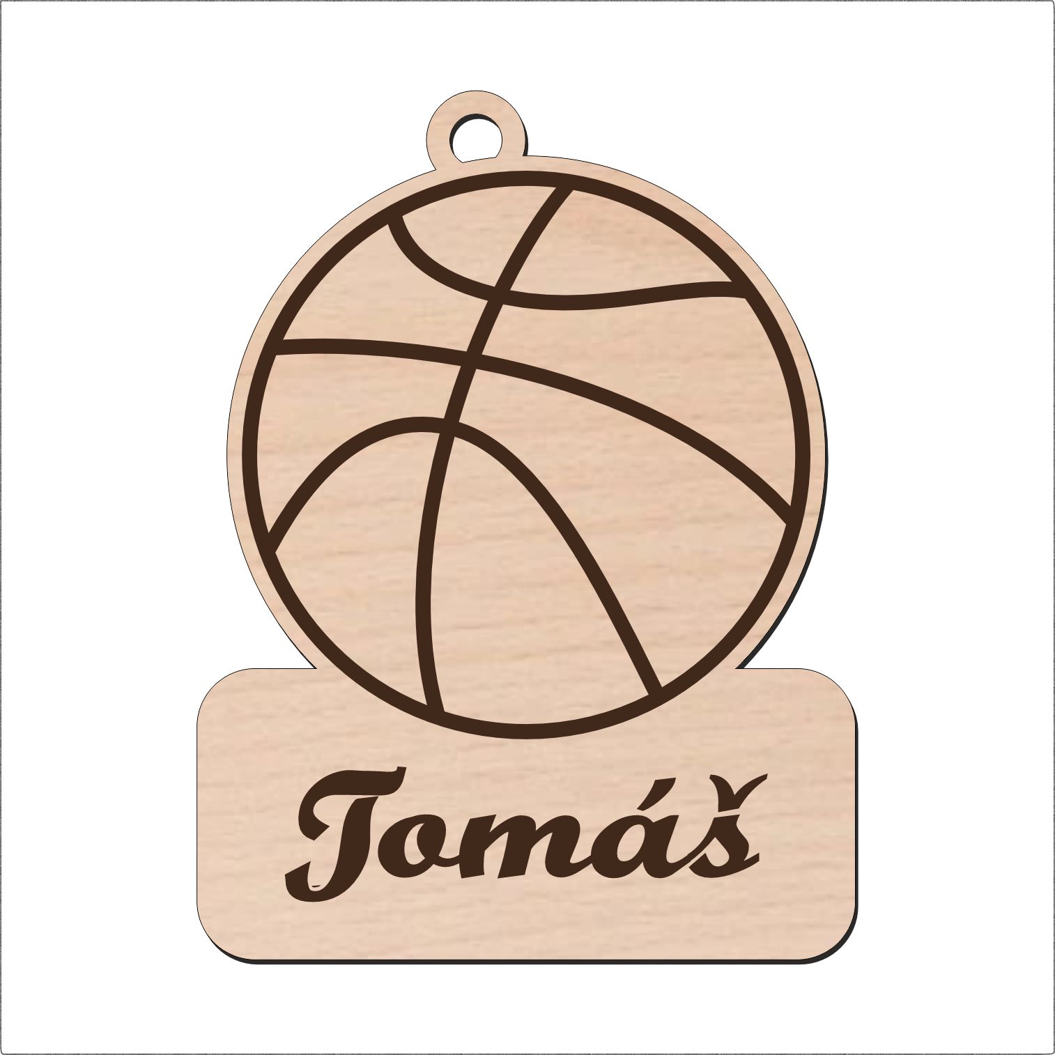 Drevená kľúčenka - Basketbalová lopta s menom