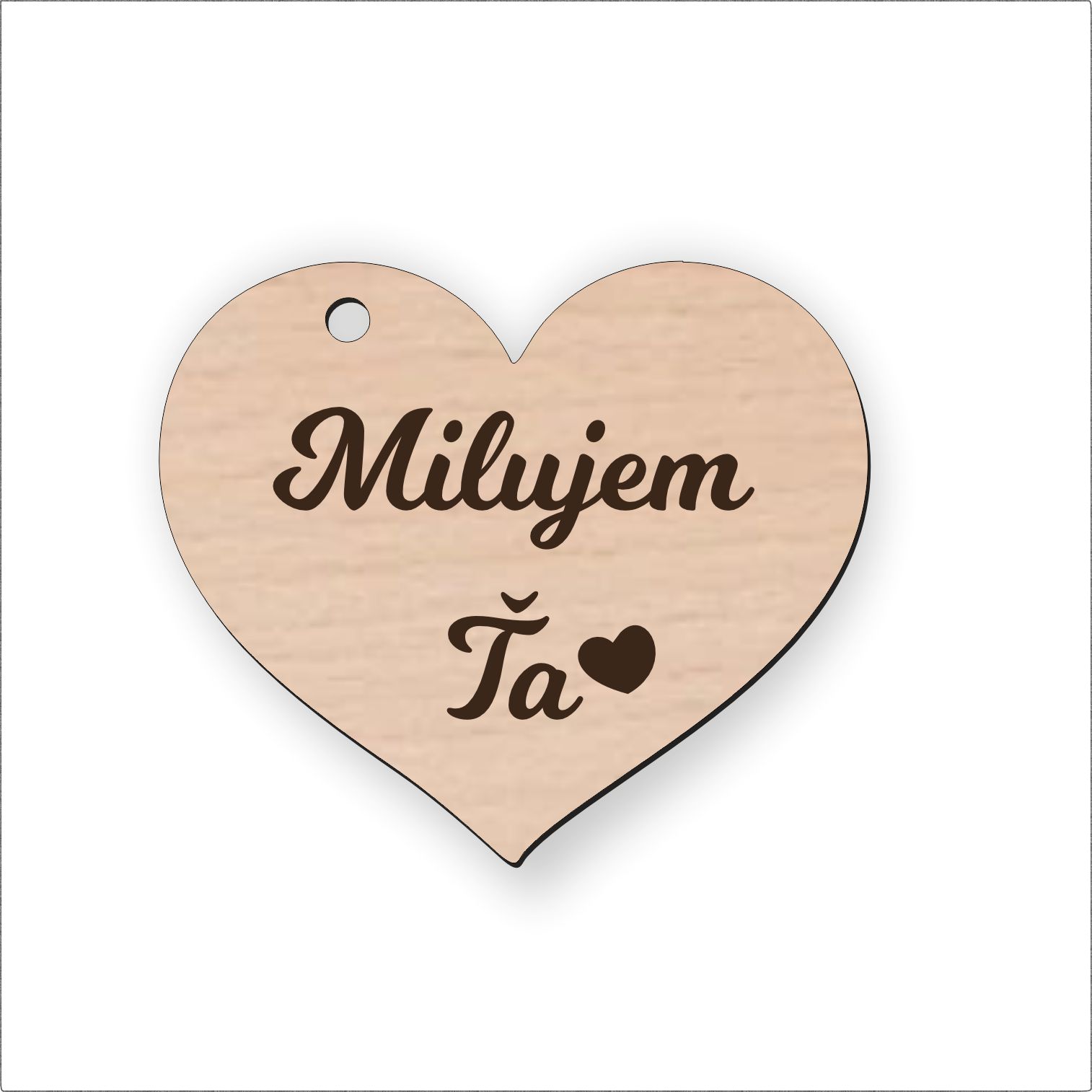 Drevená kľúčenka - Milujem Ťa srdce