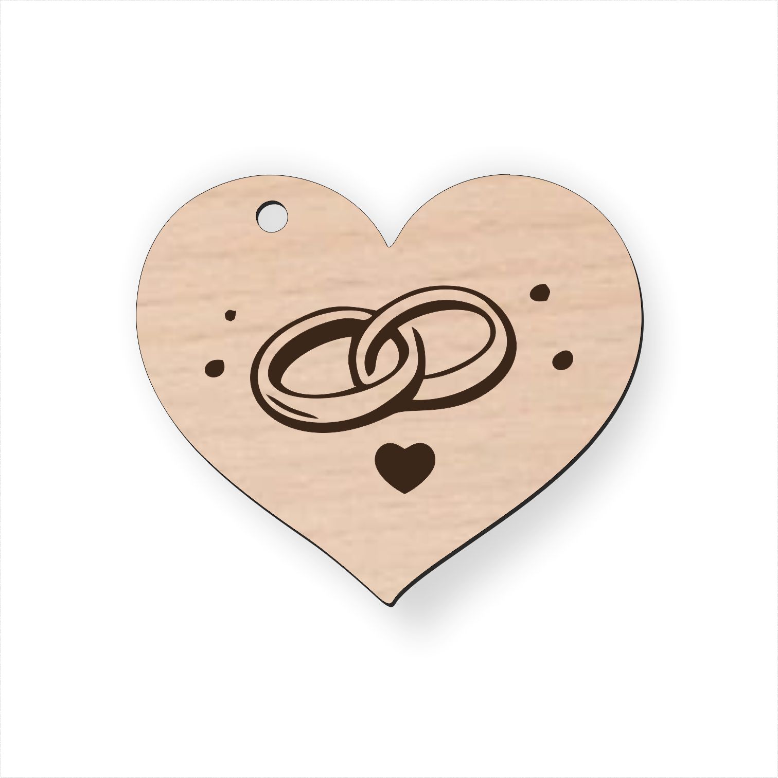 Drevená kľúčenka - Obrúčky srdce