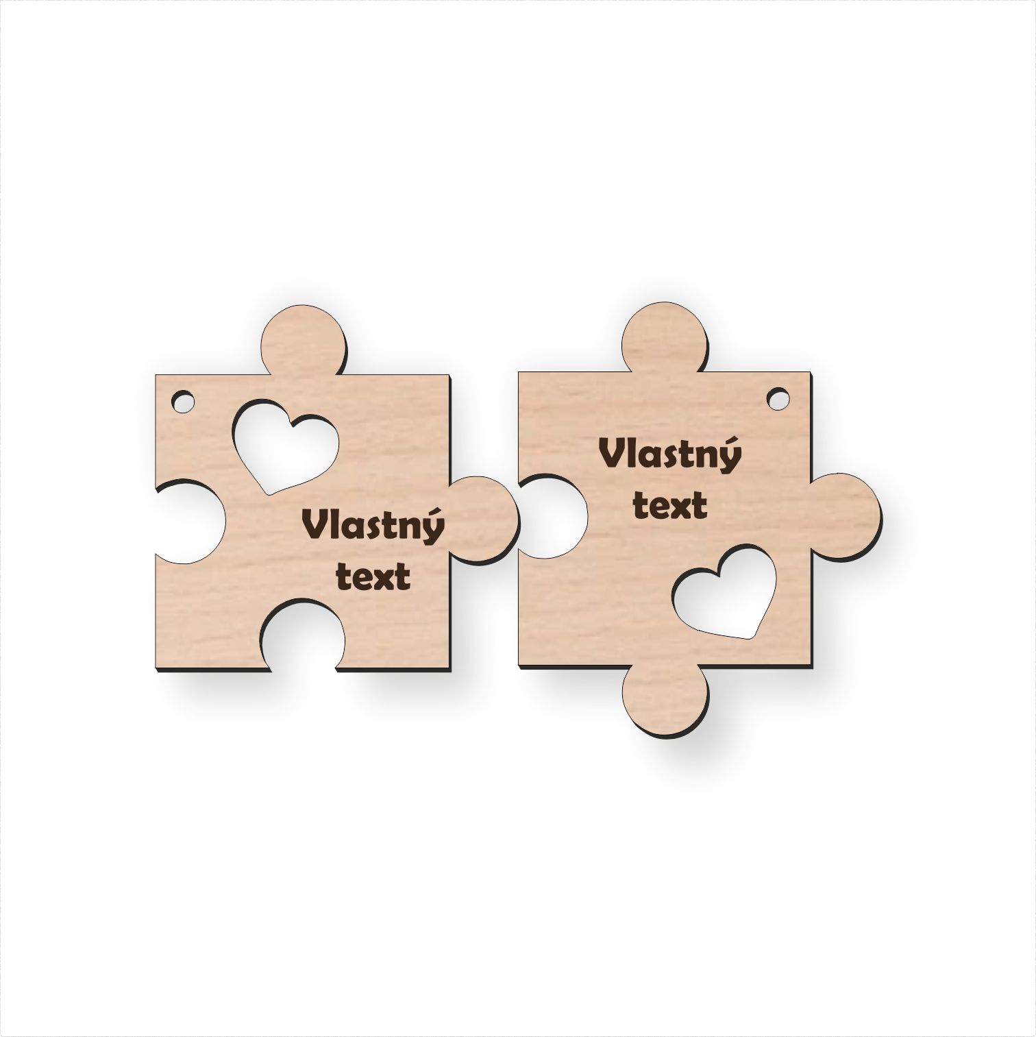 Personalizovateľný drevený prívesok pre pár – puzzle srdce s vlastným textom