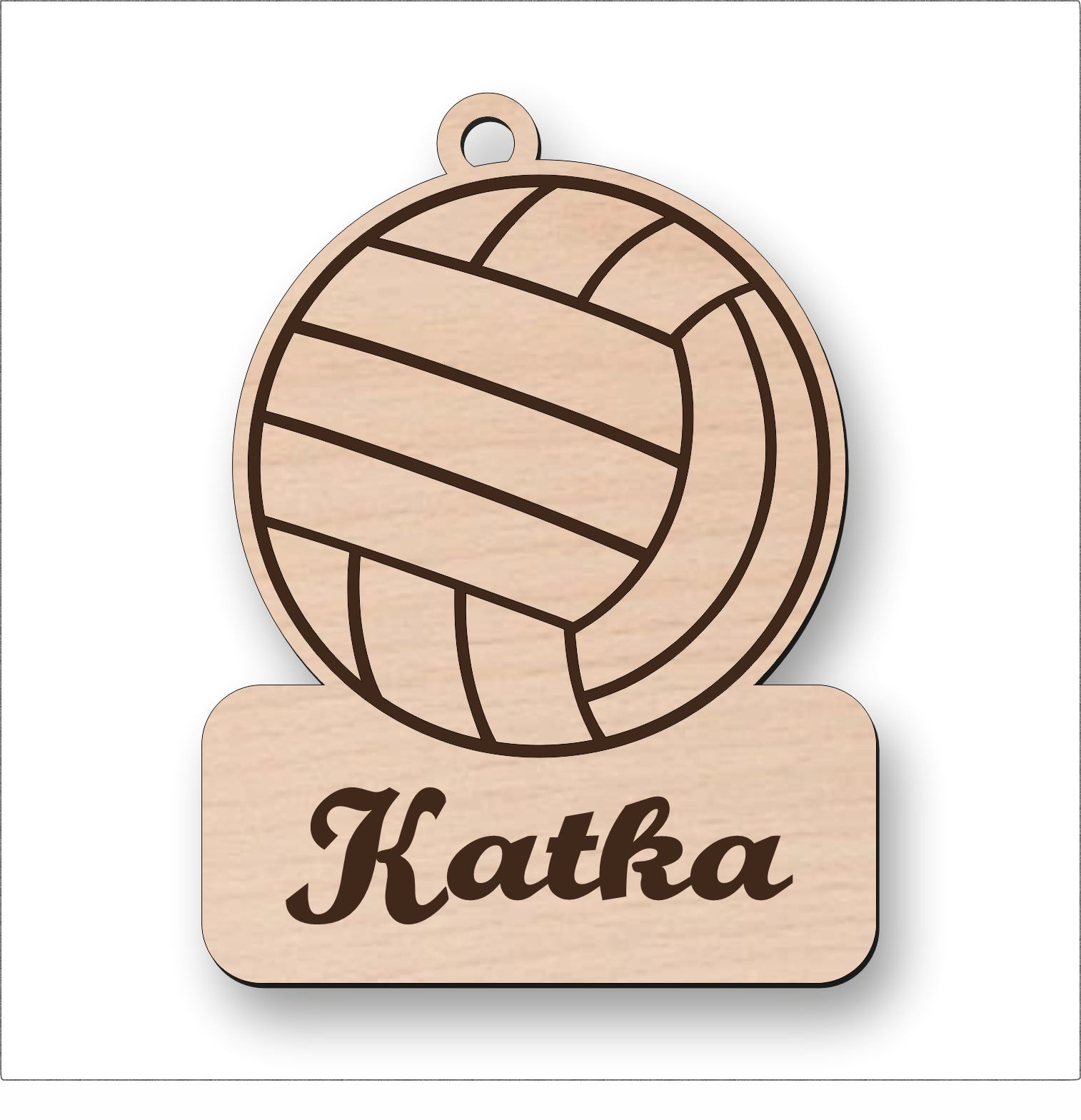 Drevená kľúčenka - Volejbalová lopta s menom