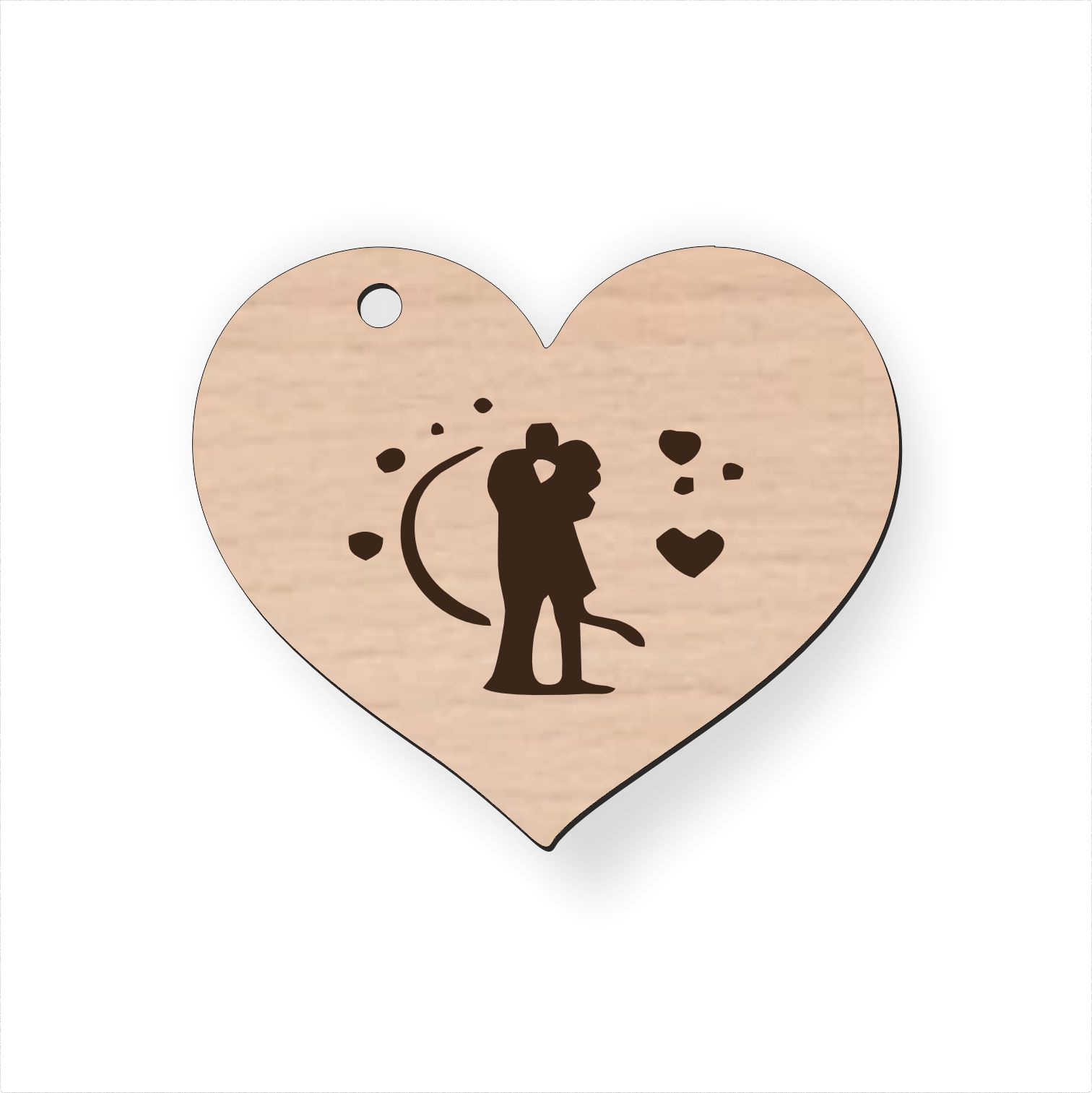 Drevená kľúčenka pre zamilovaných - srdce s párom
