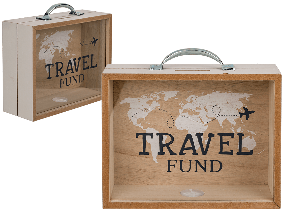 Drevená pokladnička na cestovanie
