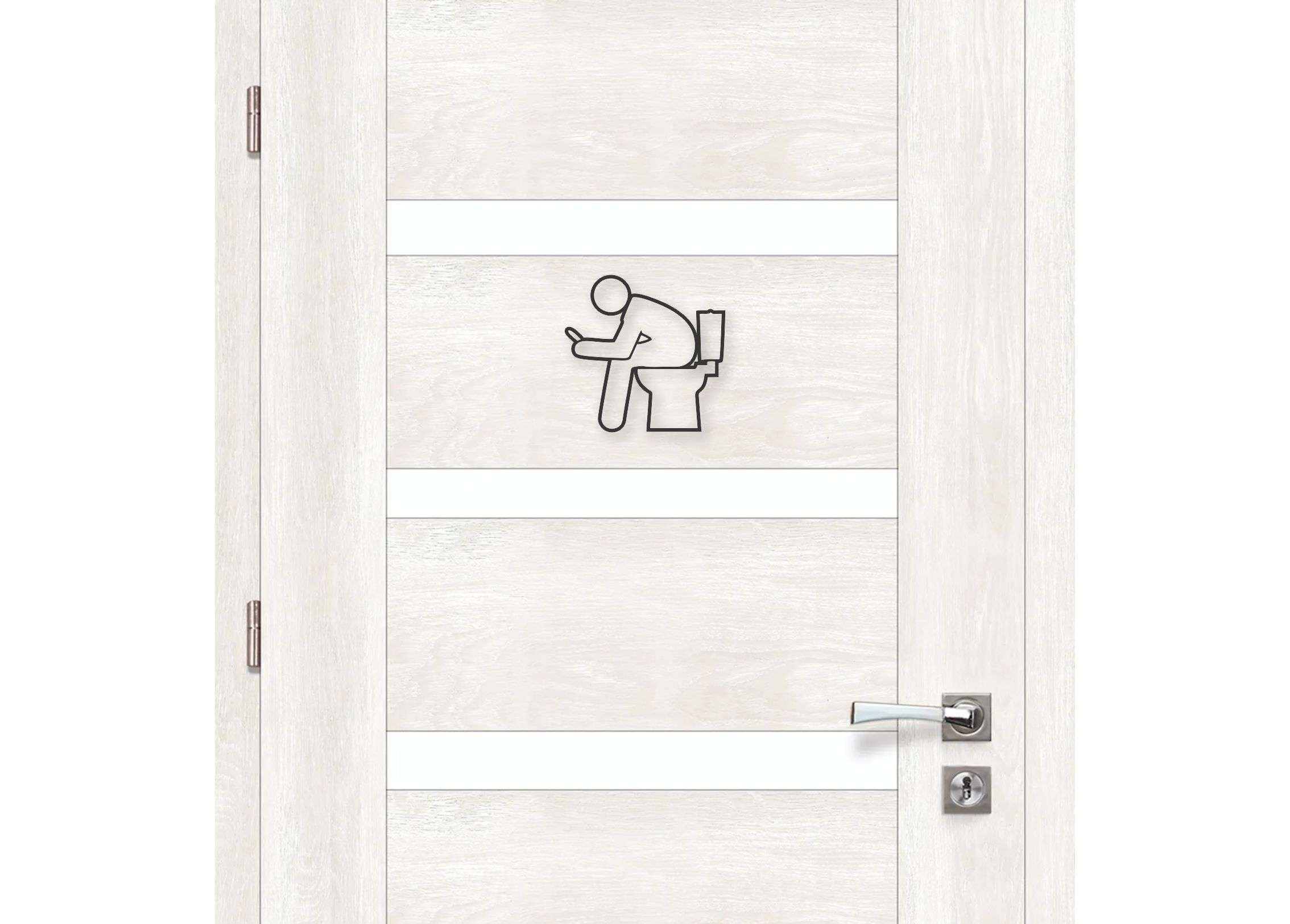 Drevená tabuľka na WC - muž s mobilom