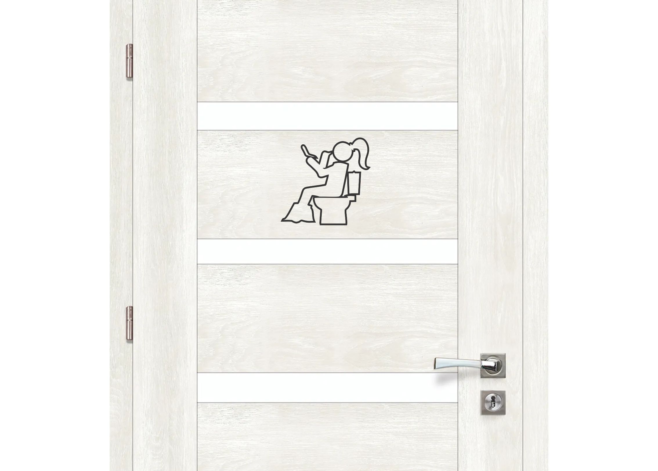 Drevená tabuľka na WC - žena na toalete