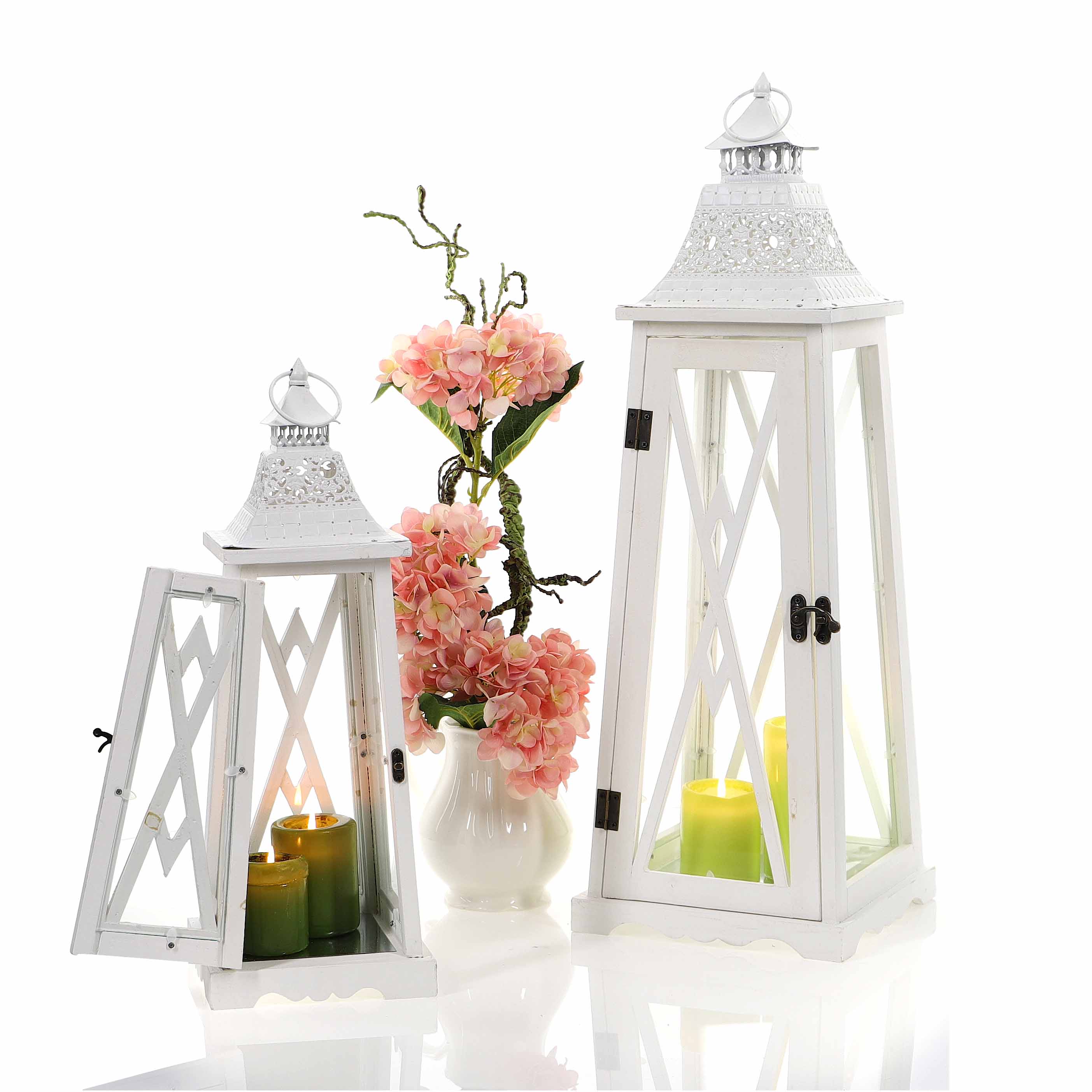 Drevený lampáš MSL2047WHITE - 74 cm