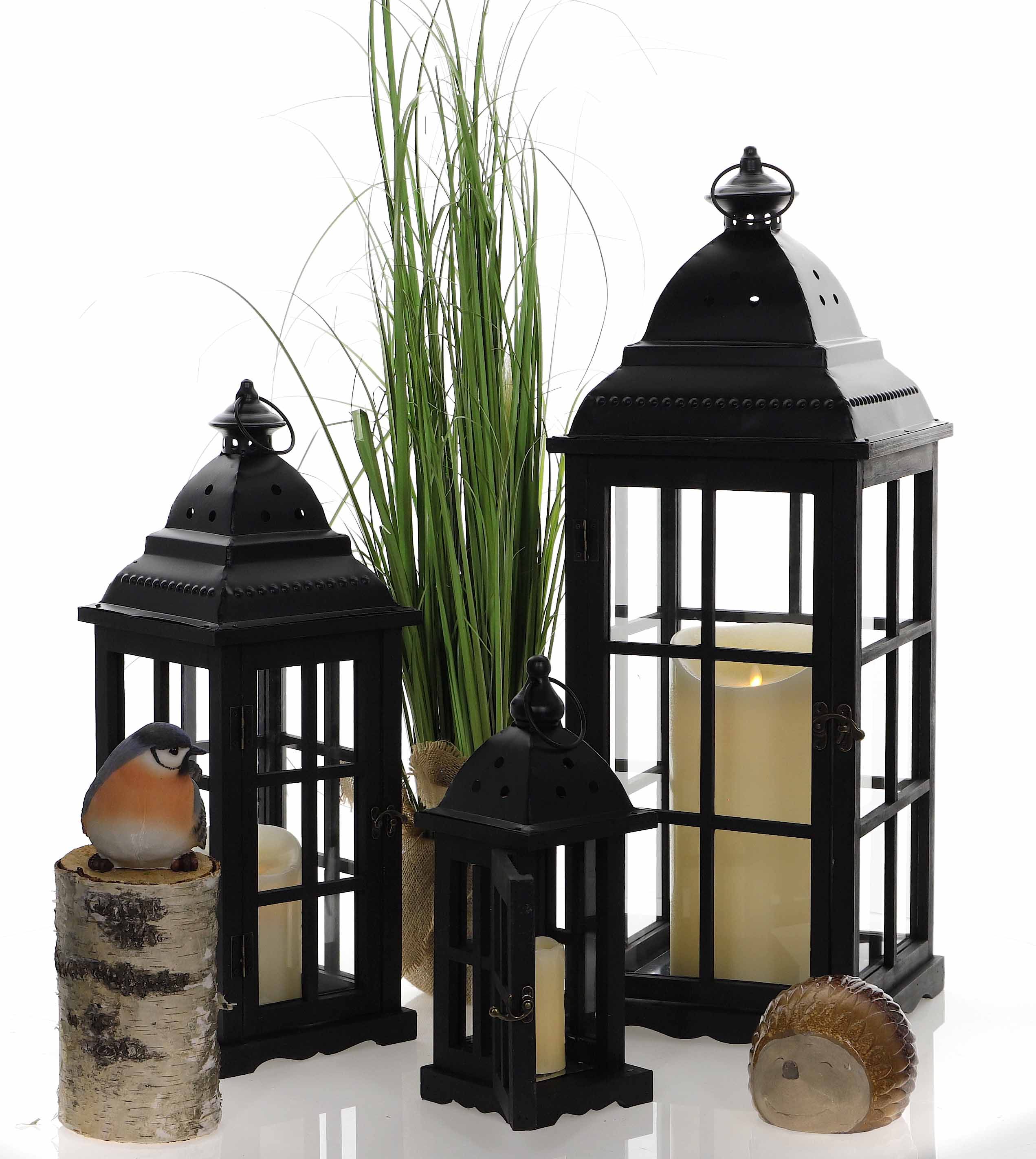 Drevený lampáš MSL3552BLACK - 35 cm