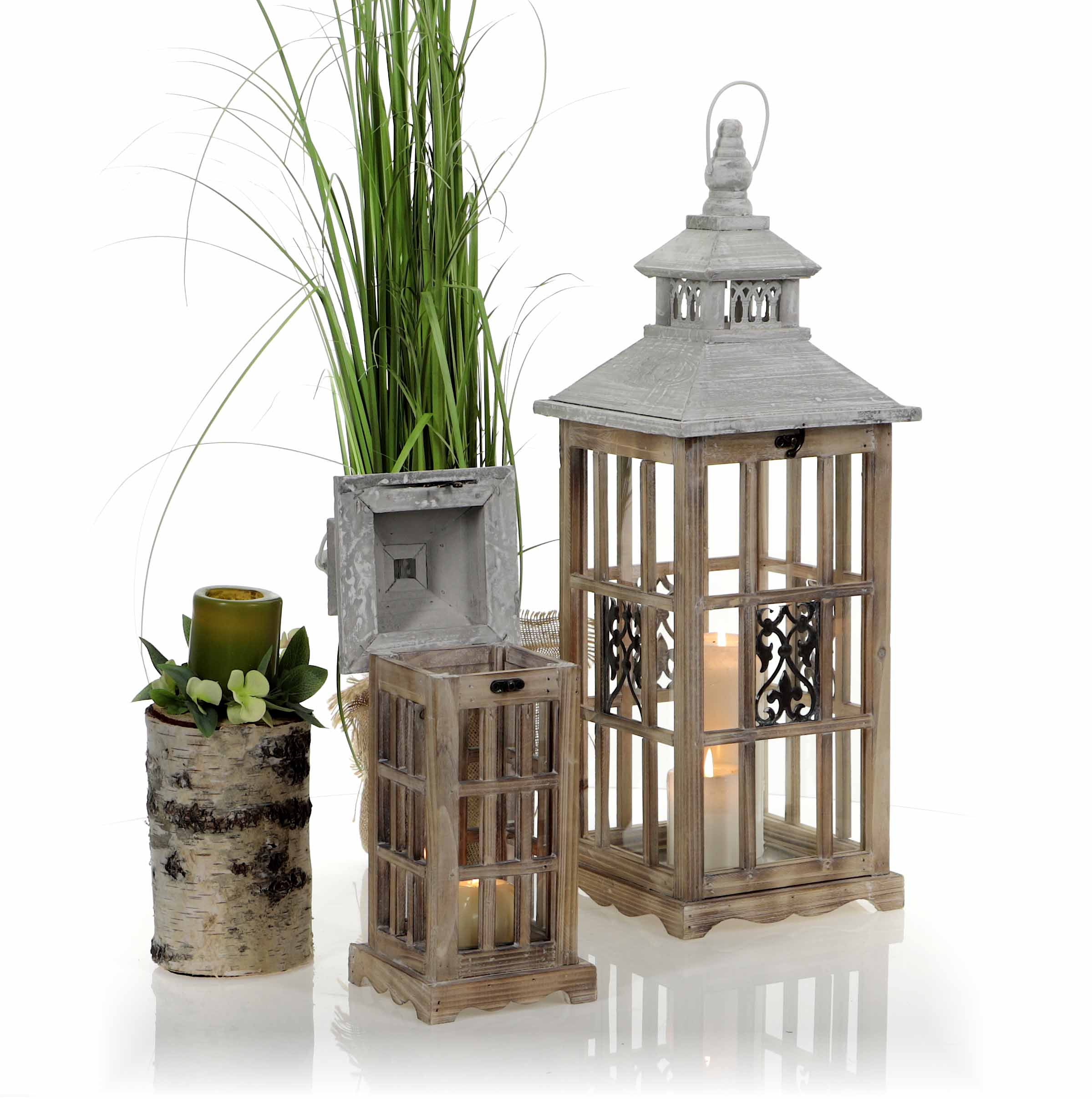 Drevený lampáš MSL2397NATURAL - 66 cm