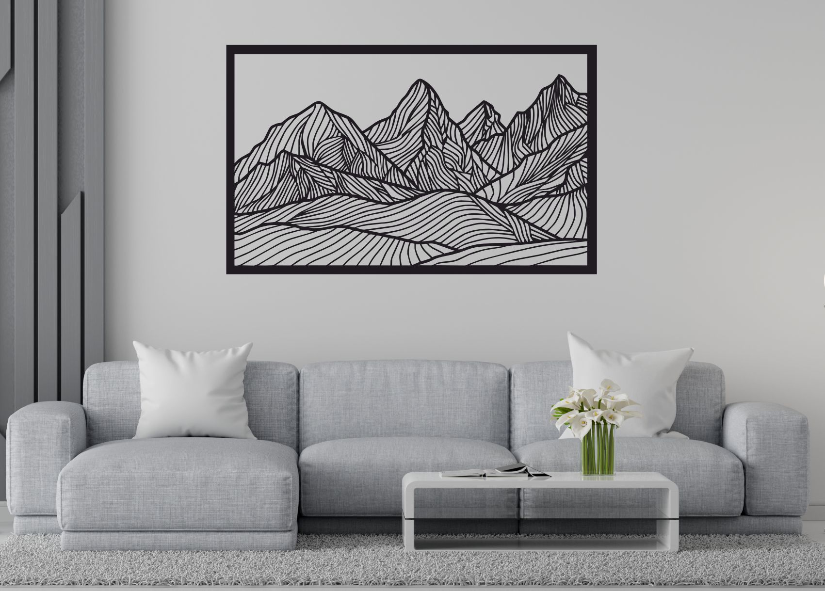 Drevený obraz – Línie hôr