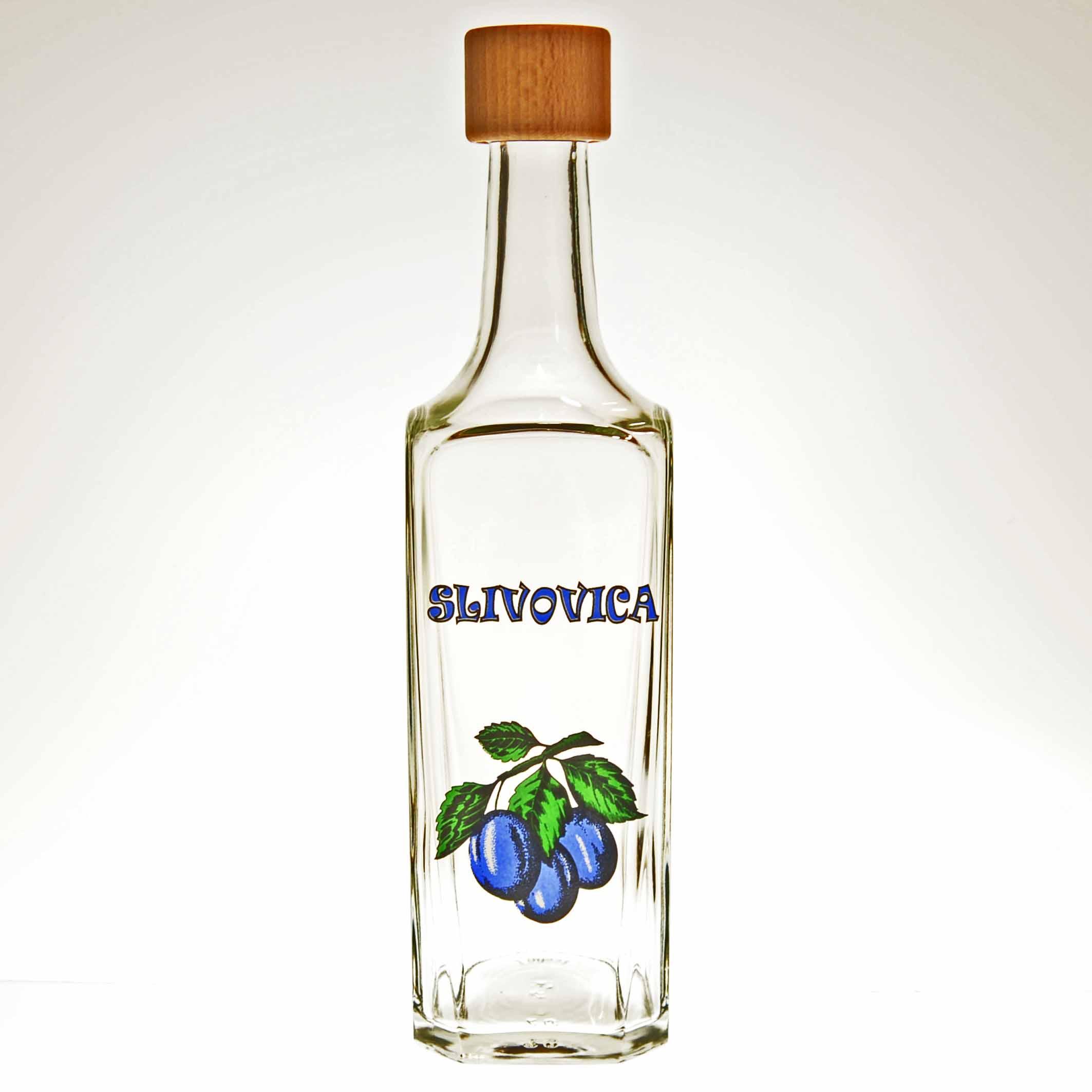 Sklenená fľaša slivovica 0,5 L