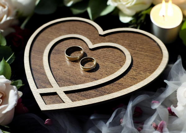Drevené srdce na obrúčky