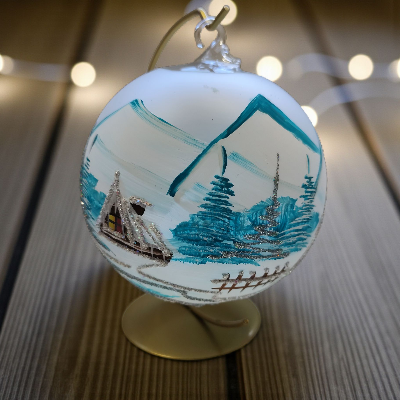 Sklenená guľa na sviečku - tyrkysová