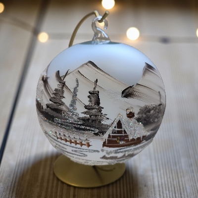 Sklenená guľa na sviečku - sivo hnedá