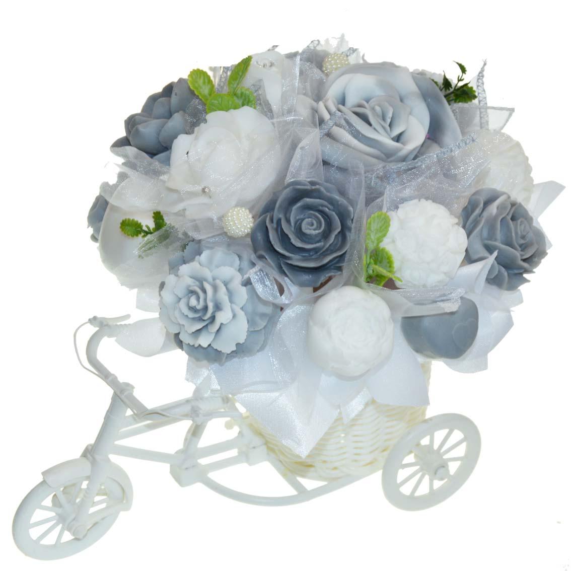 Mydlová Kytica bicykel -  sivo, biela
