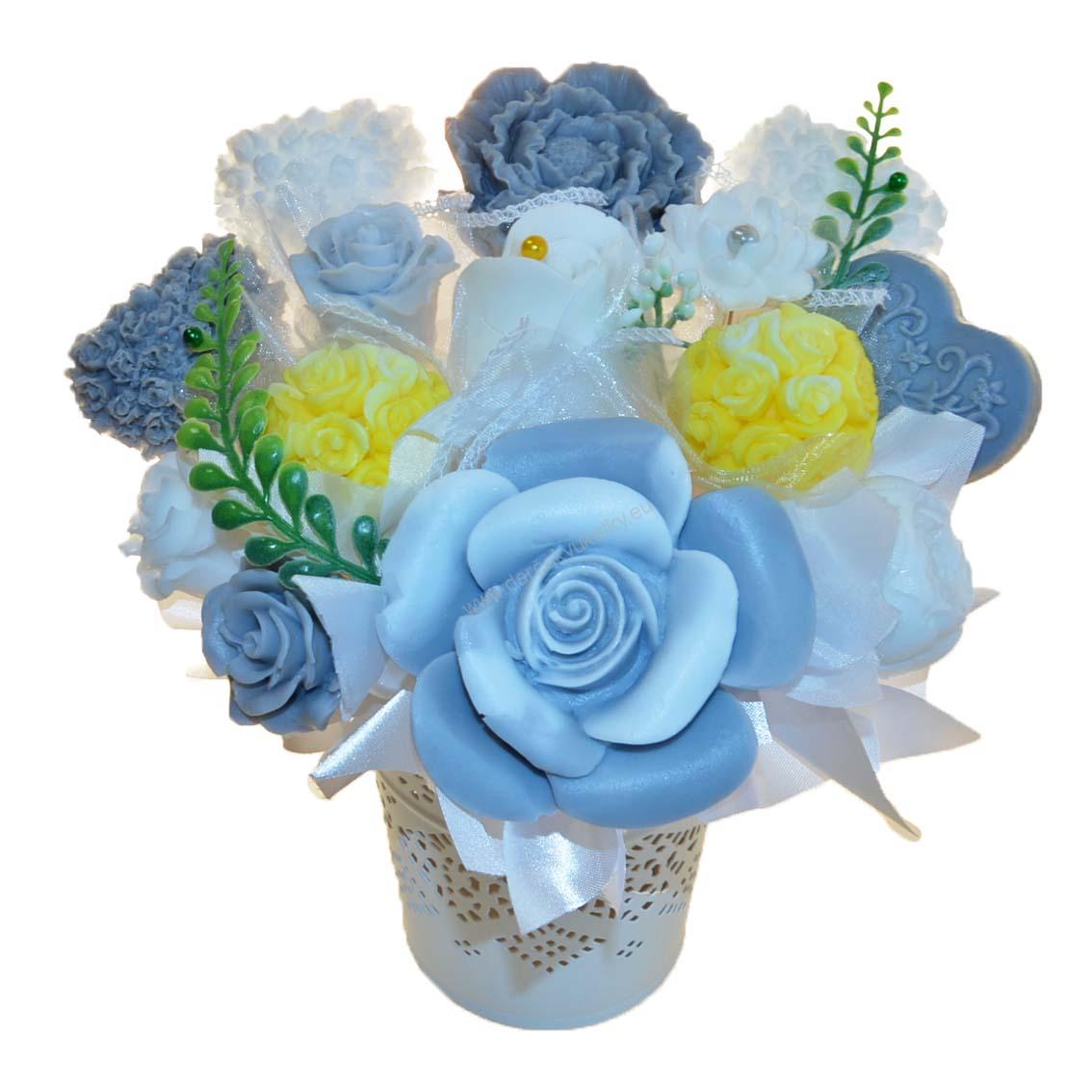 Mydlová Kytica - sivo-žlto-biela