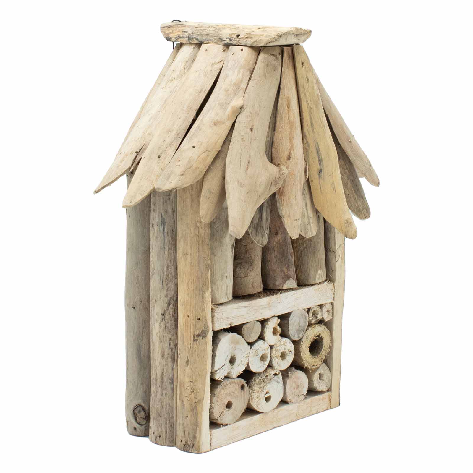 Dvojitá búdka pre včely a hmyz z naplaveného dreva