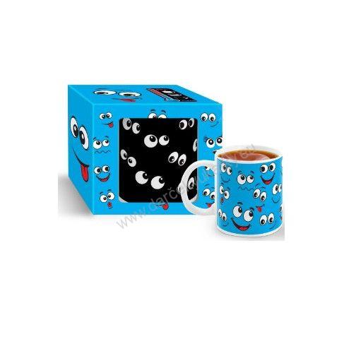Magický hrnček - Smajlíky modrý 330ml