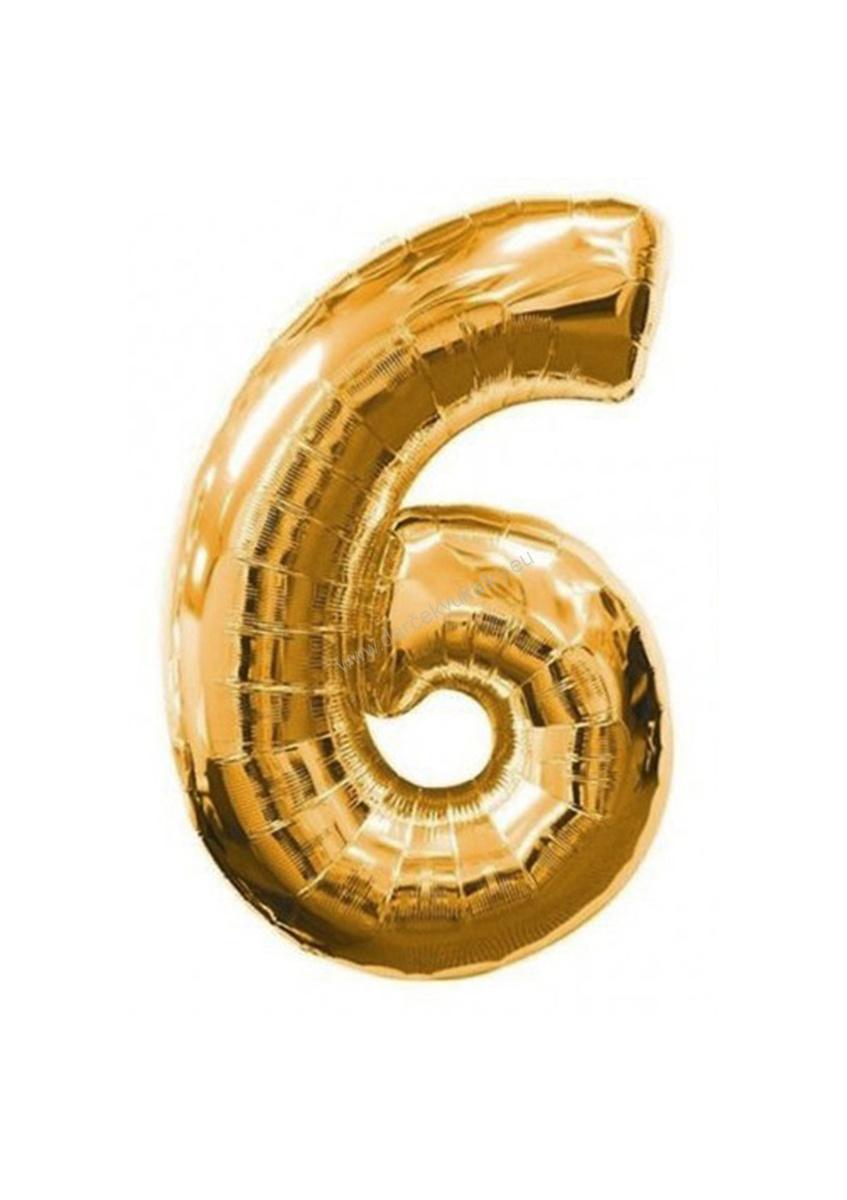 Balón fóliový zlatý číslo 6 - 80 cm