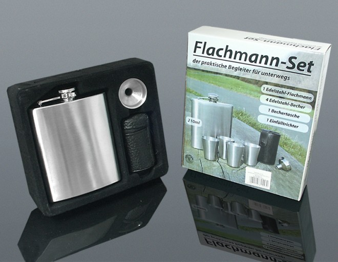 Súprava ploskačka 210 ml + 4 ks štamperlíkov 25 ml