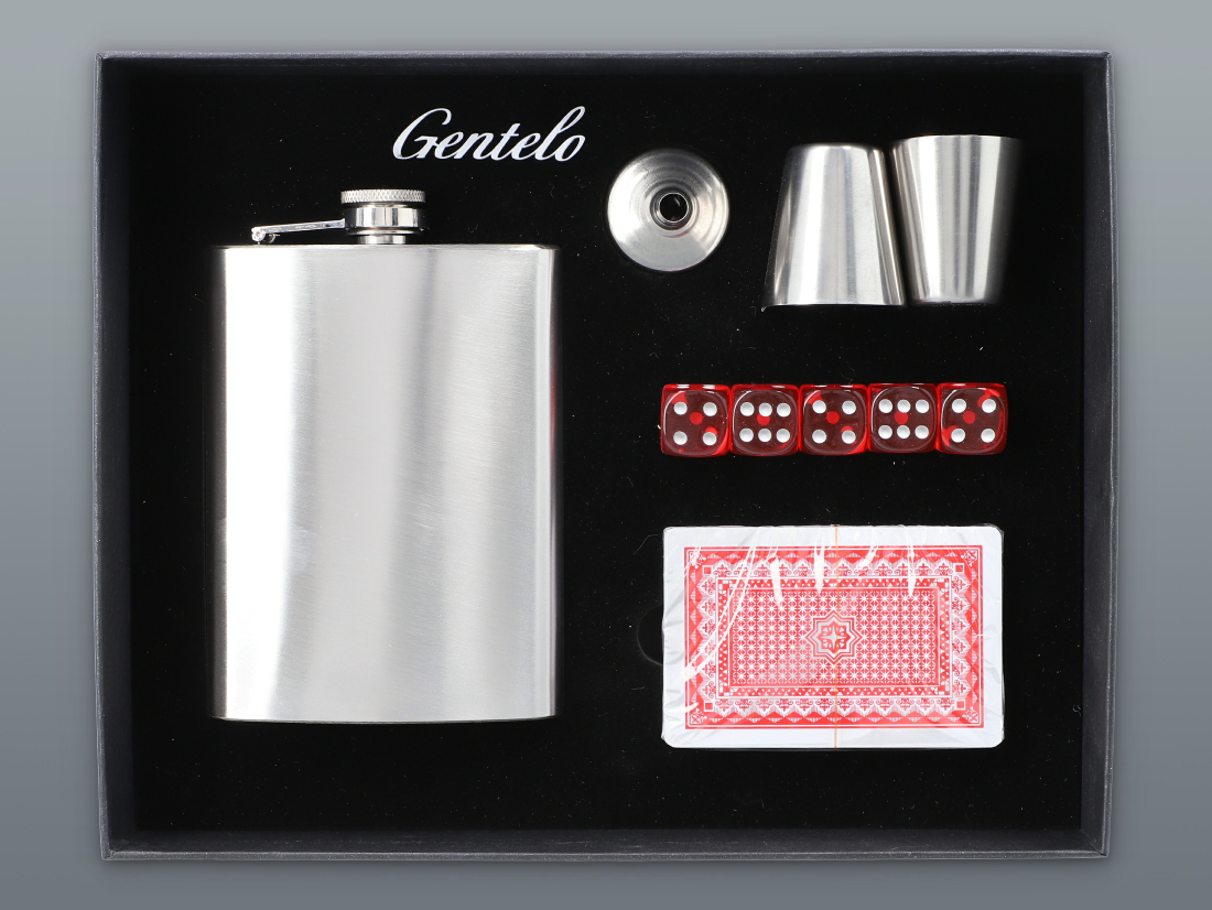 Súprava POKER ploskačka 240 ml so štamperlíkmi a kartami