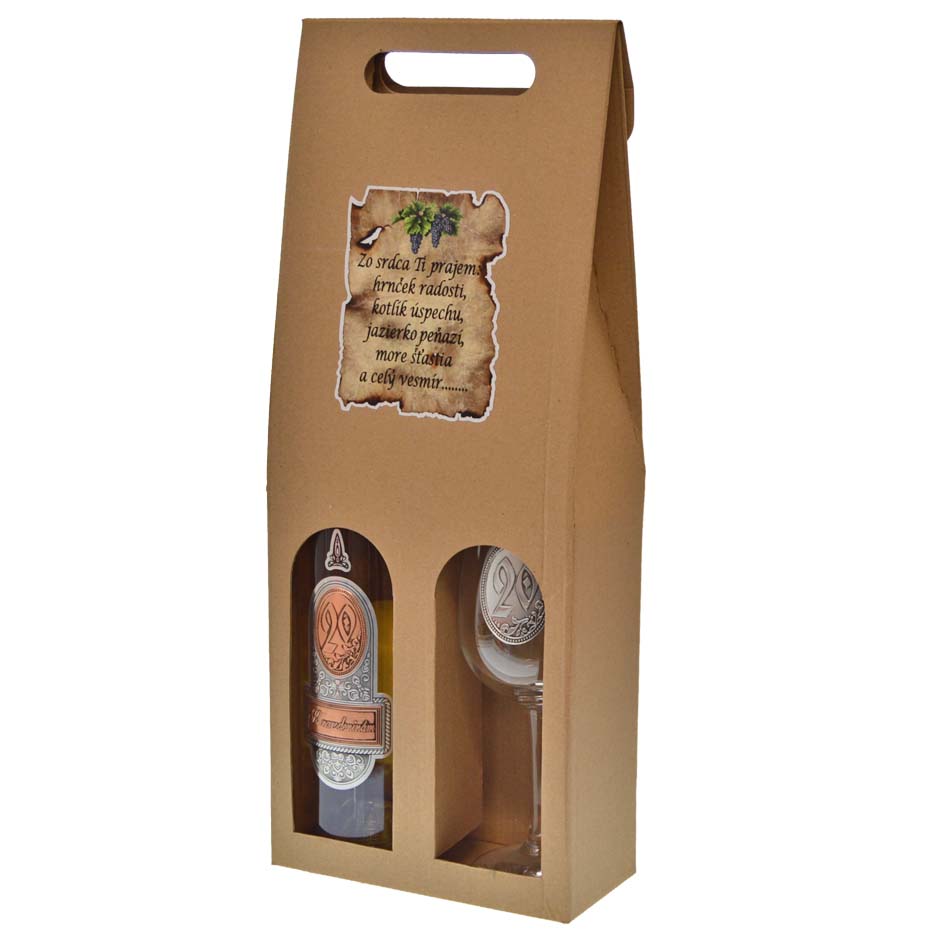 Darčekový set biele víno + pohár s pečaťou k 20. narodeninám