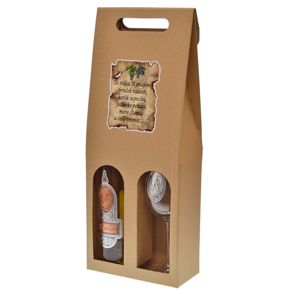 Darčekový set biele víno + pohár s pečaťou k 60. narodeninám