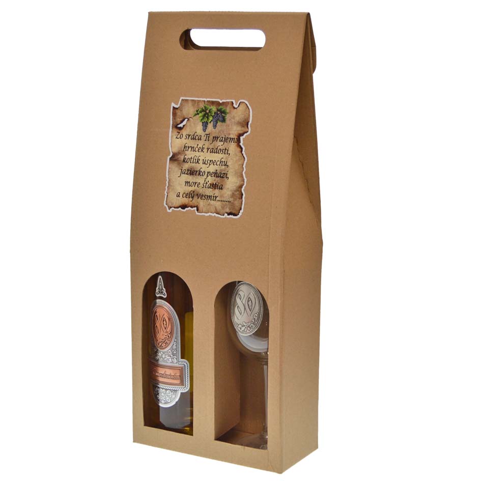 Darčekový set biele víno + pohár s pečaťou k 80. narodeninám