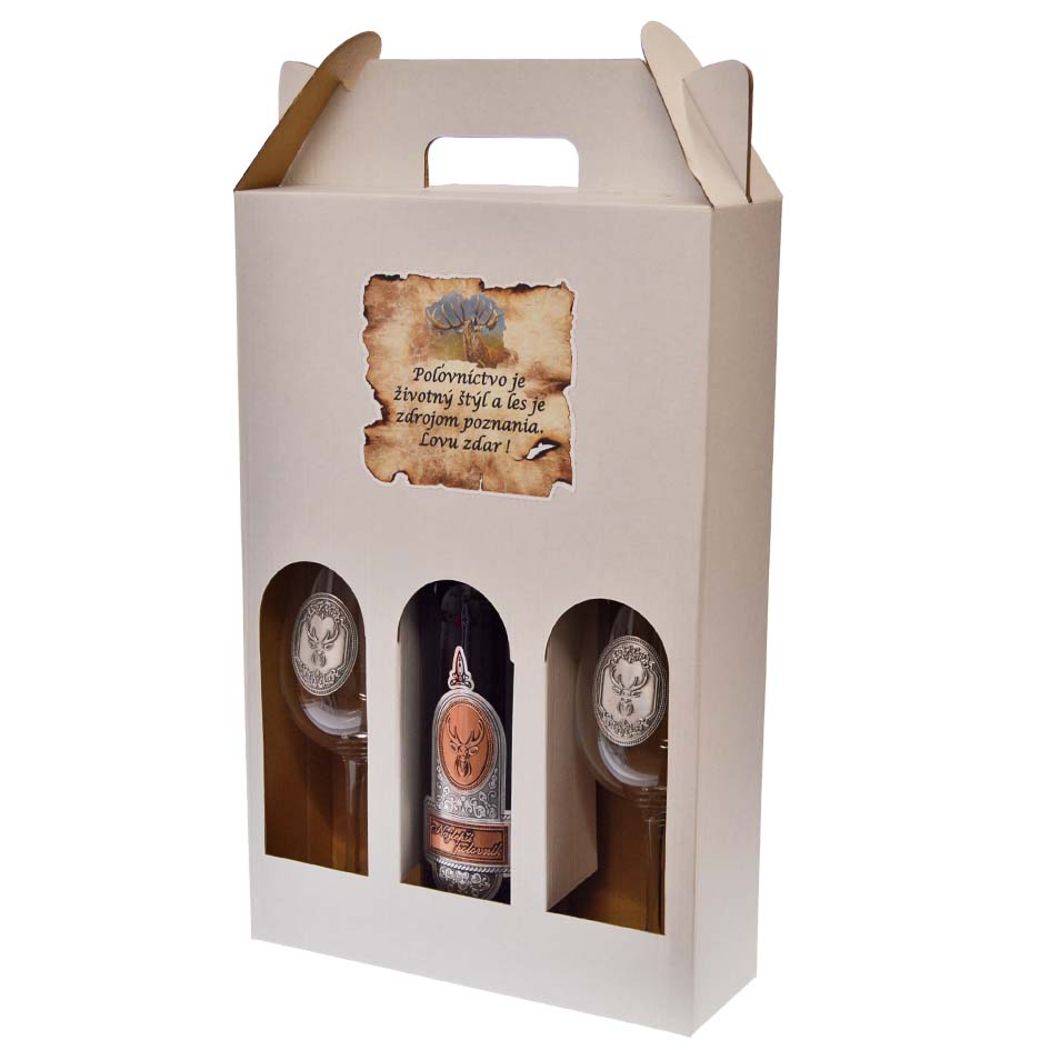 Darčeková súprava červené víno + 2 ks pohár s pečaťou - Najlepší poľovník