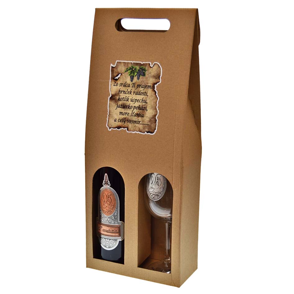 Darčekový set červené víno + pohár s pečaťou k 25. narodeninám