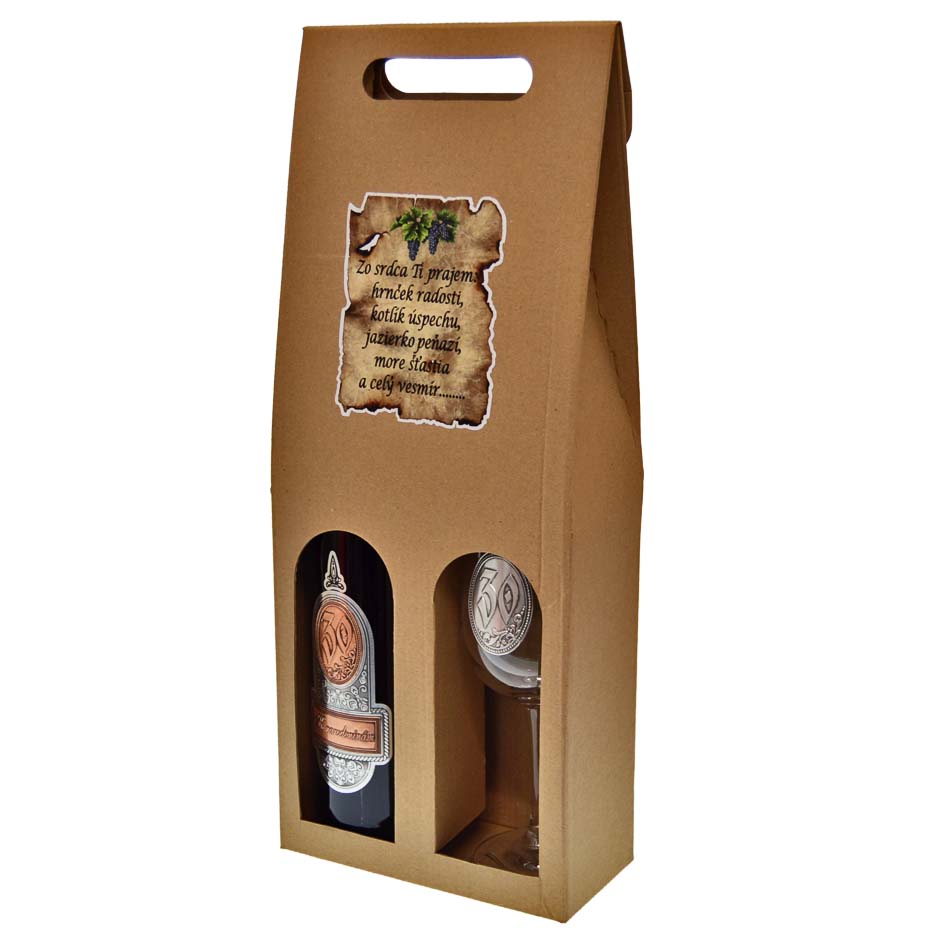 Darčekový set červené víno + pohár s pečaťou k 30. narodeninám