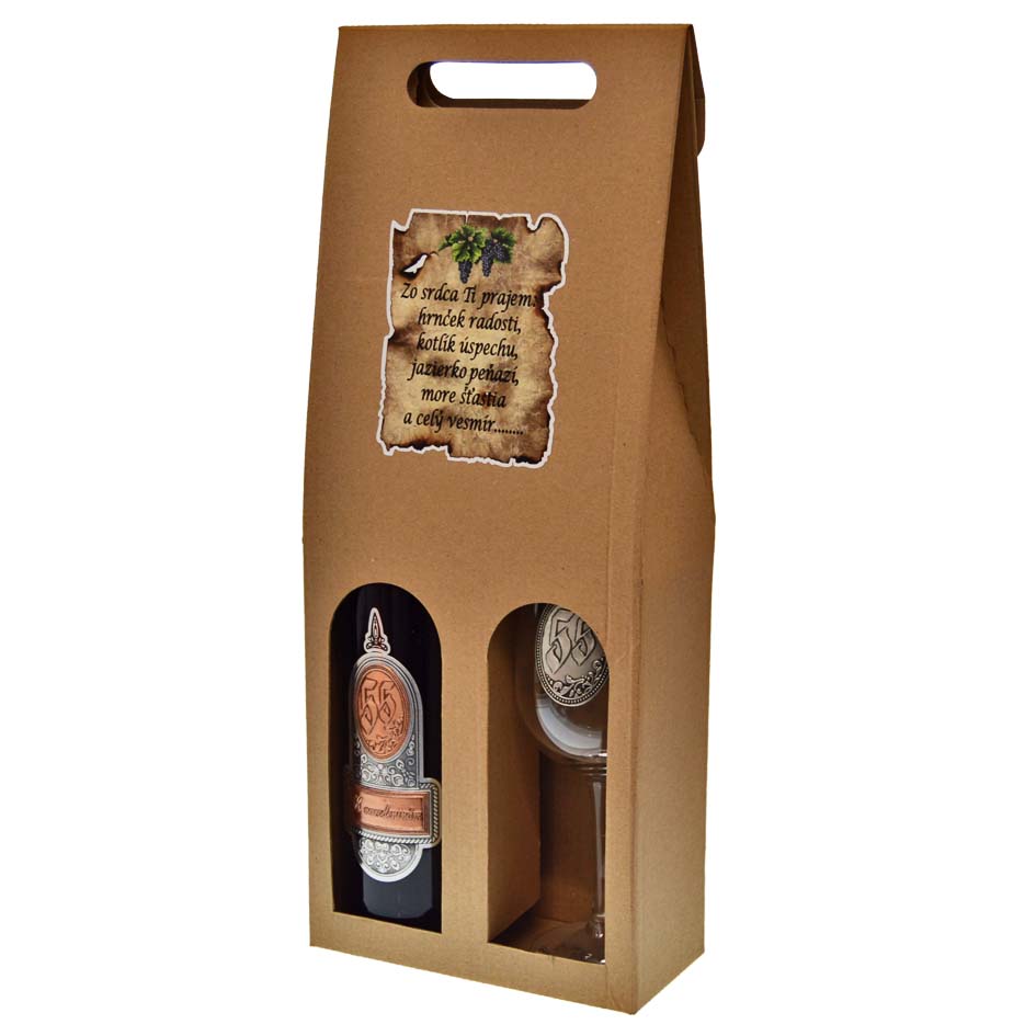 Darčekový set červené víno + pohár s pečaťou k 60. narodeninám