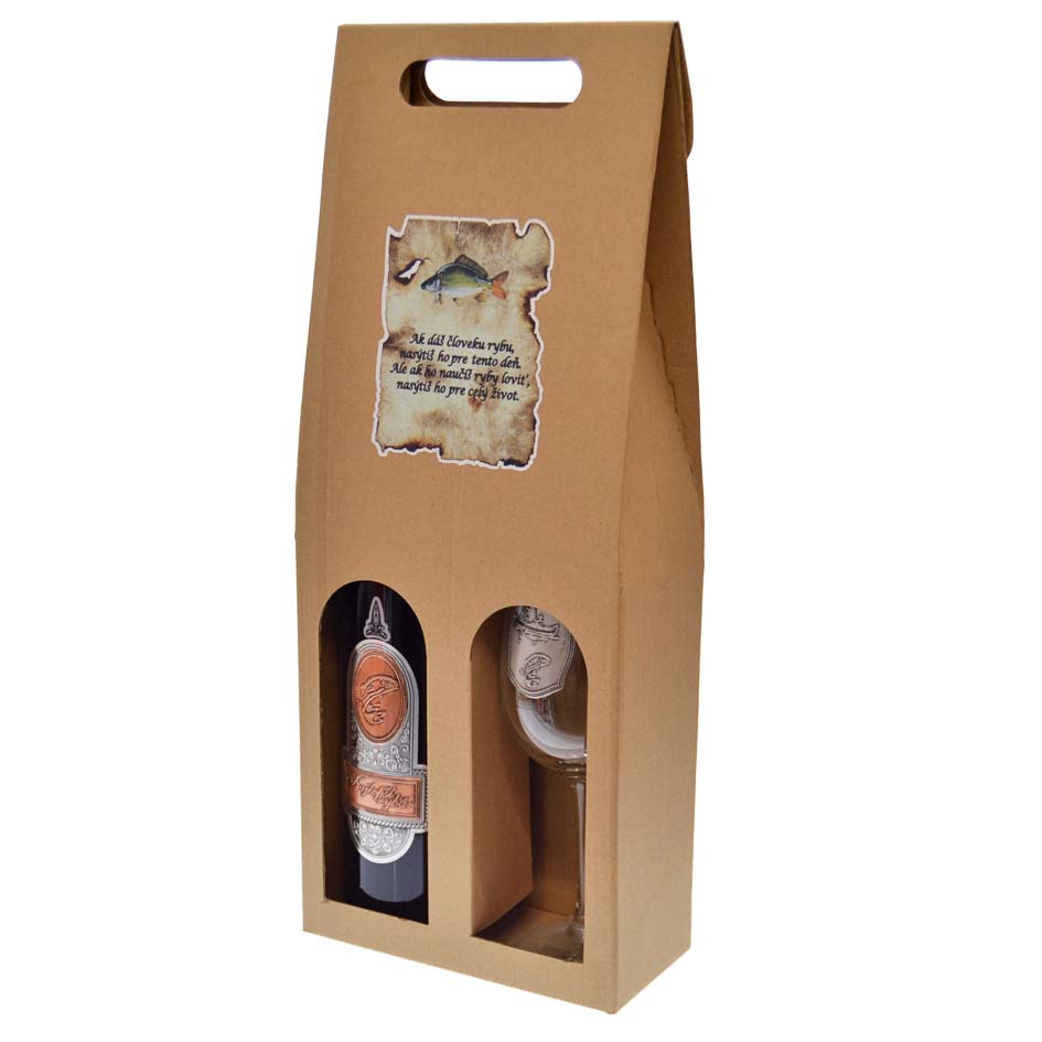 Darčekový set červené víno + pohár s pečaťou - Najlepší rybár