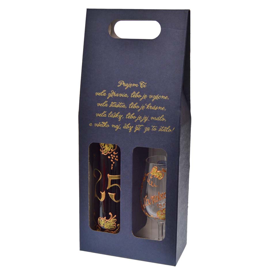 Darčekový set víno + pohár k 25. narodeninám