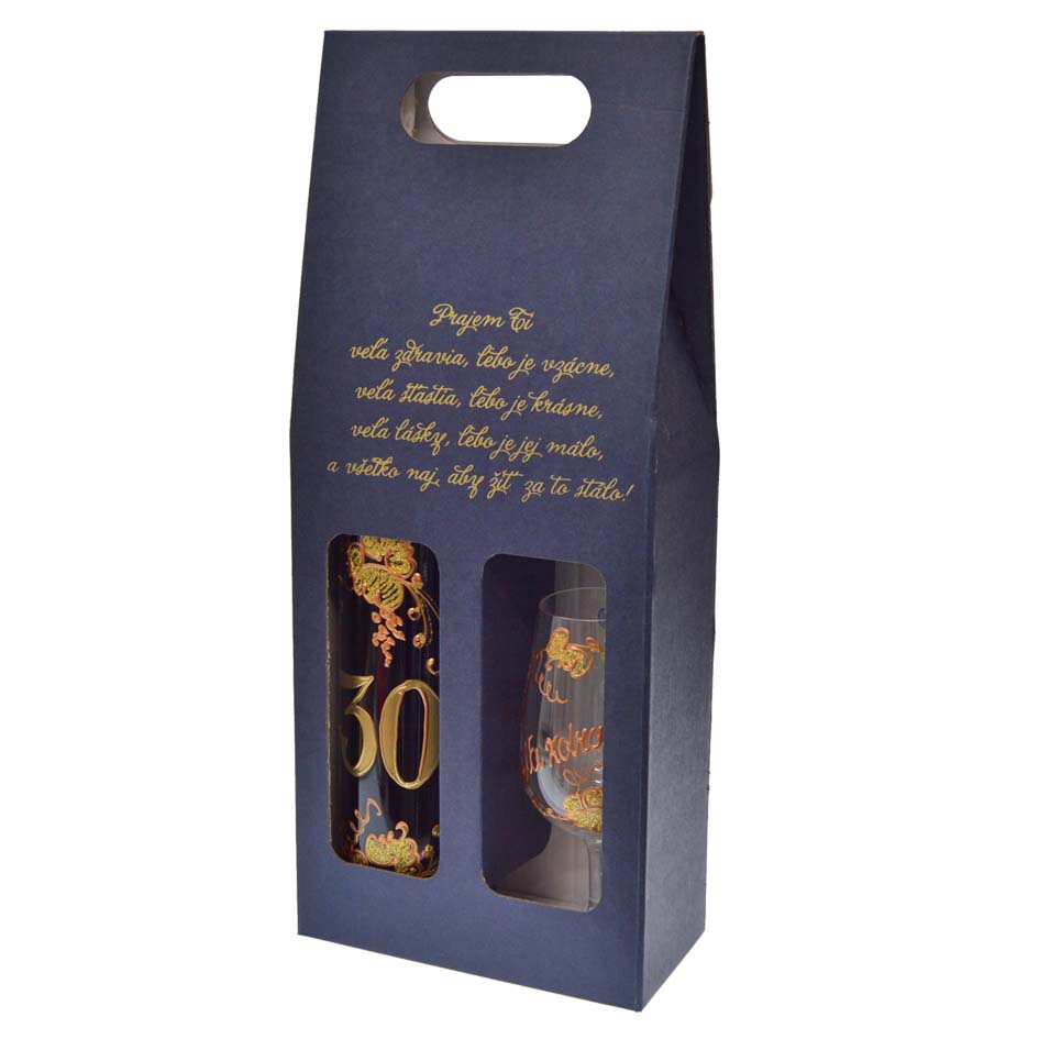 Darčekový set víno + pohár k 30. narodeninám